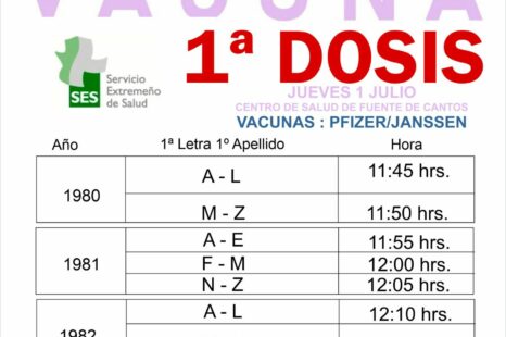 Vacunas – 1ª y 2ª dosis – Jueves 1 de julio